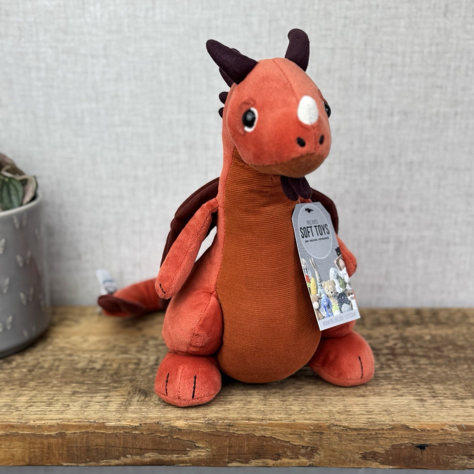 Jellycat Paprika Dragon - Red Retired Jellycat Dragon Soft Toy Plush Beanie 12"