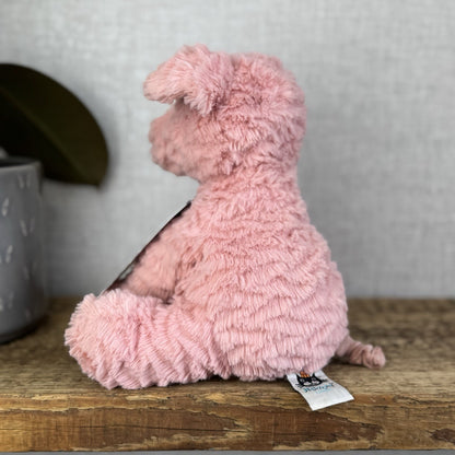 Jellycat Medium Fuddlewuddle Pig - Textured Sitting Piglet Soft Toy Beanie 8"