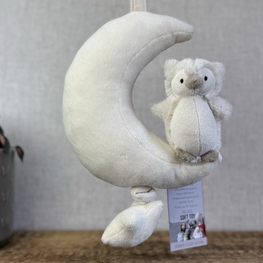 Jellycat Snowy Owl Musical Pull - Baby Owl Musical Toy Pram Pushchair Lullaby