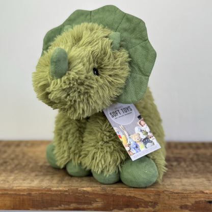 Jellycat Curvie Dino - Green Fluffy Sitting Dinosaur Plush Beanie - Medium 10"
