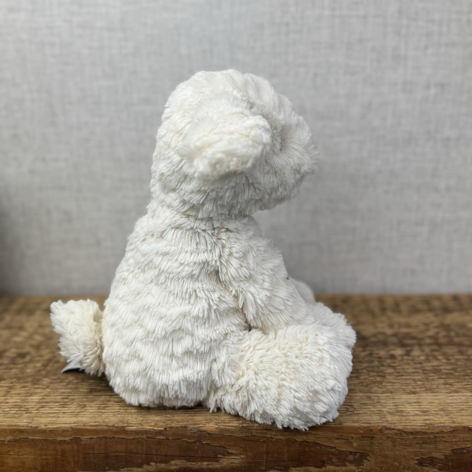 Jellycat Medium Fuddlewuddle Lamb - Old Style All Cream Textured Sitting Sheep 