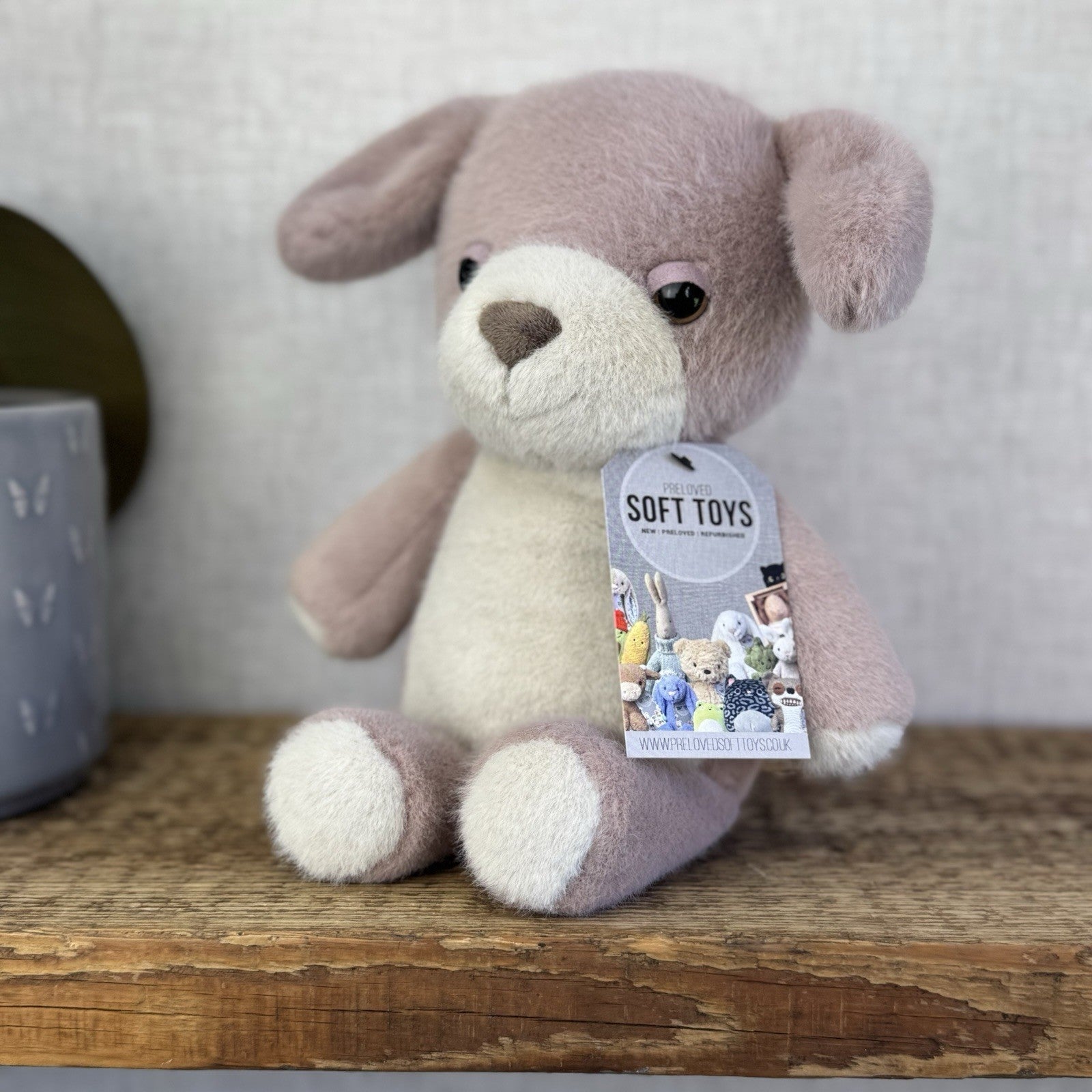 Jellycat Beepi Dog - Medium Fluffy Dog Big Eyed Dog Beanie Plush Retired 10"