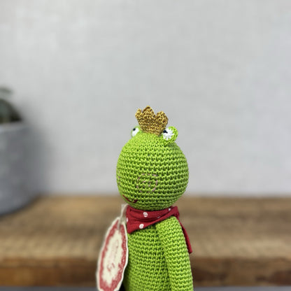 Maileg Knitted Frog Prince - Rare Retired Item 16-0026-00 New With Tags 9"