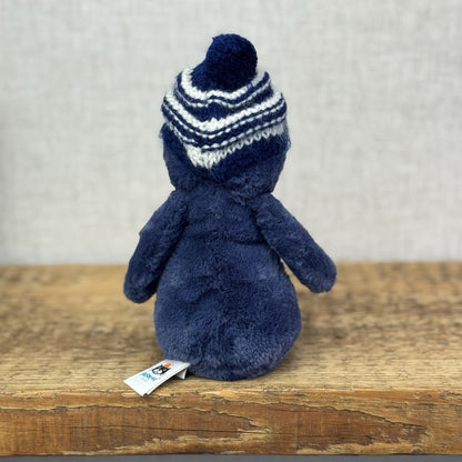 Jellycat Small Bashful Navy Bobble Hat Penguin - Blue Penguin Stripe Hat 8”