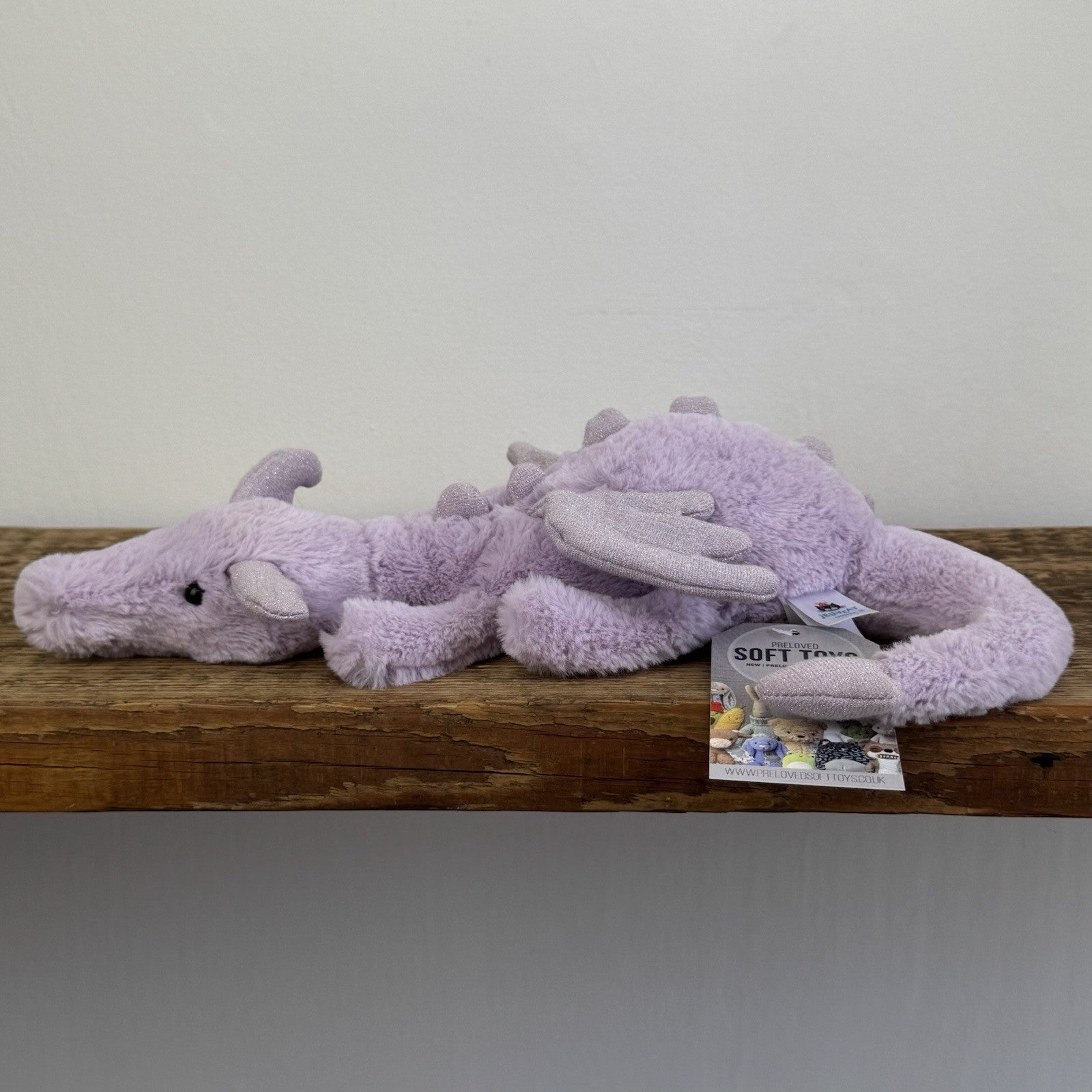 Jellycat Little Lavender Dragon - Light Purple Dragon Beanie Soft Toy 11"