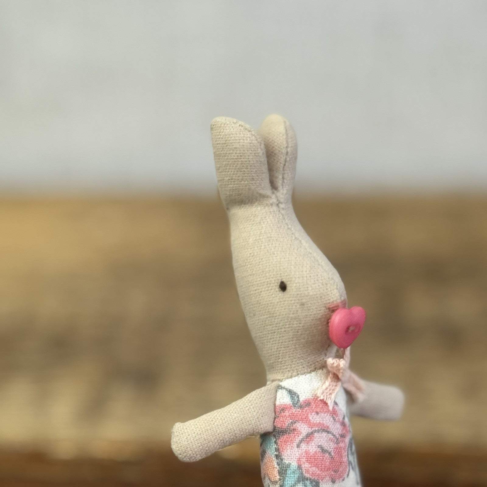 Maileg MY Baby Rabbit 2016 - Retired Baby Bunny With Button Dummy Miniature Pink