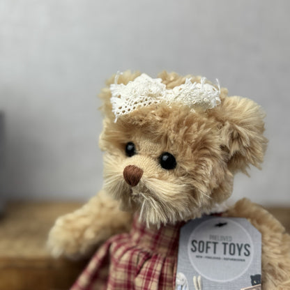 Bukowski Bears - Red/white Plaid Dress - Small Beanie Barbara Bukowski Tan Bear 