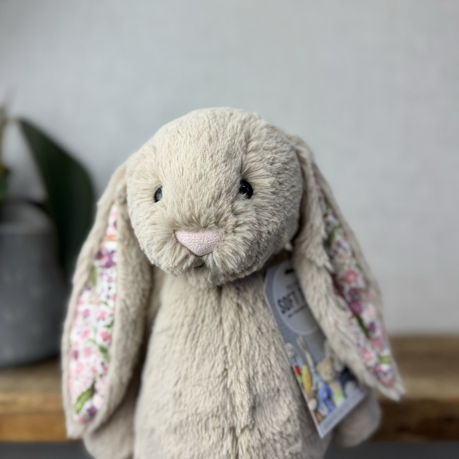 Jellycat Blossom Beige Bunny Petal - Beige With Floral Ears/feet Medium 12" NWOT