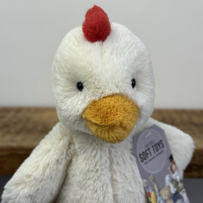 Jellycat Bashful Chicken - Medium Fluffy Farm Animal Rare/Retired 12"