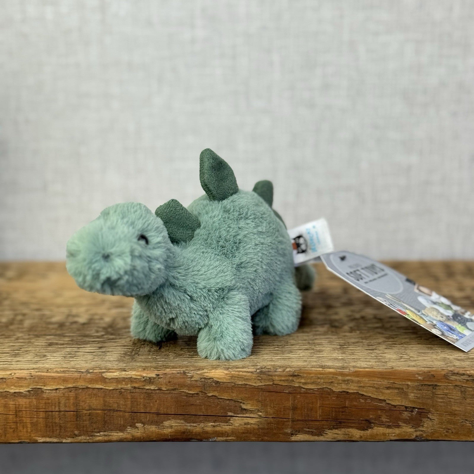 Jellycat Mini Fossily Stegosaurus - Tiny Dinosaur Beanie Plush Mini Dino 6"