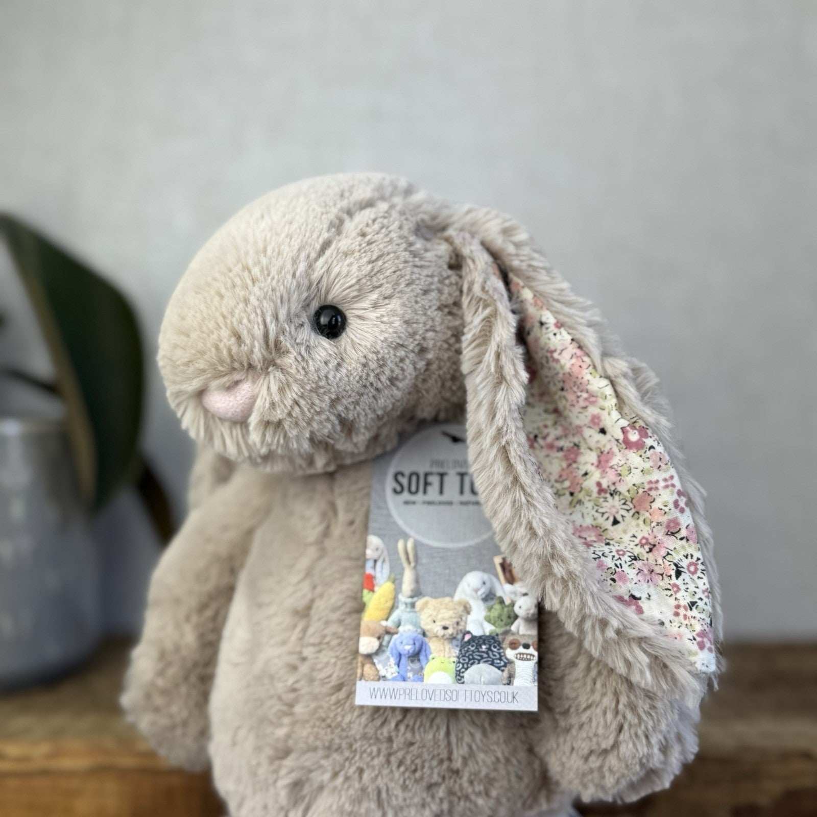 Jellycat Medium Bashful Bea Bunny - Beige Bunny With Floral Ears/feet Medium 12"