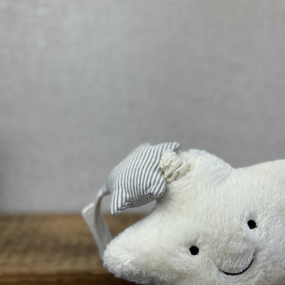 Jellycat Little Star Musical Pull - White/Grey Striped Neutral Music Toy 