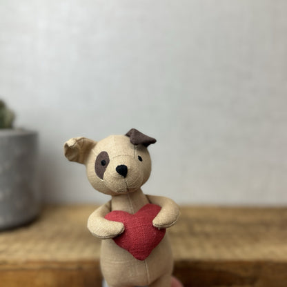 Jellycat Mini Messenger Puppy Dog - Dog Holding Heart Mini Linen Pup Retired 8"
