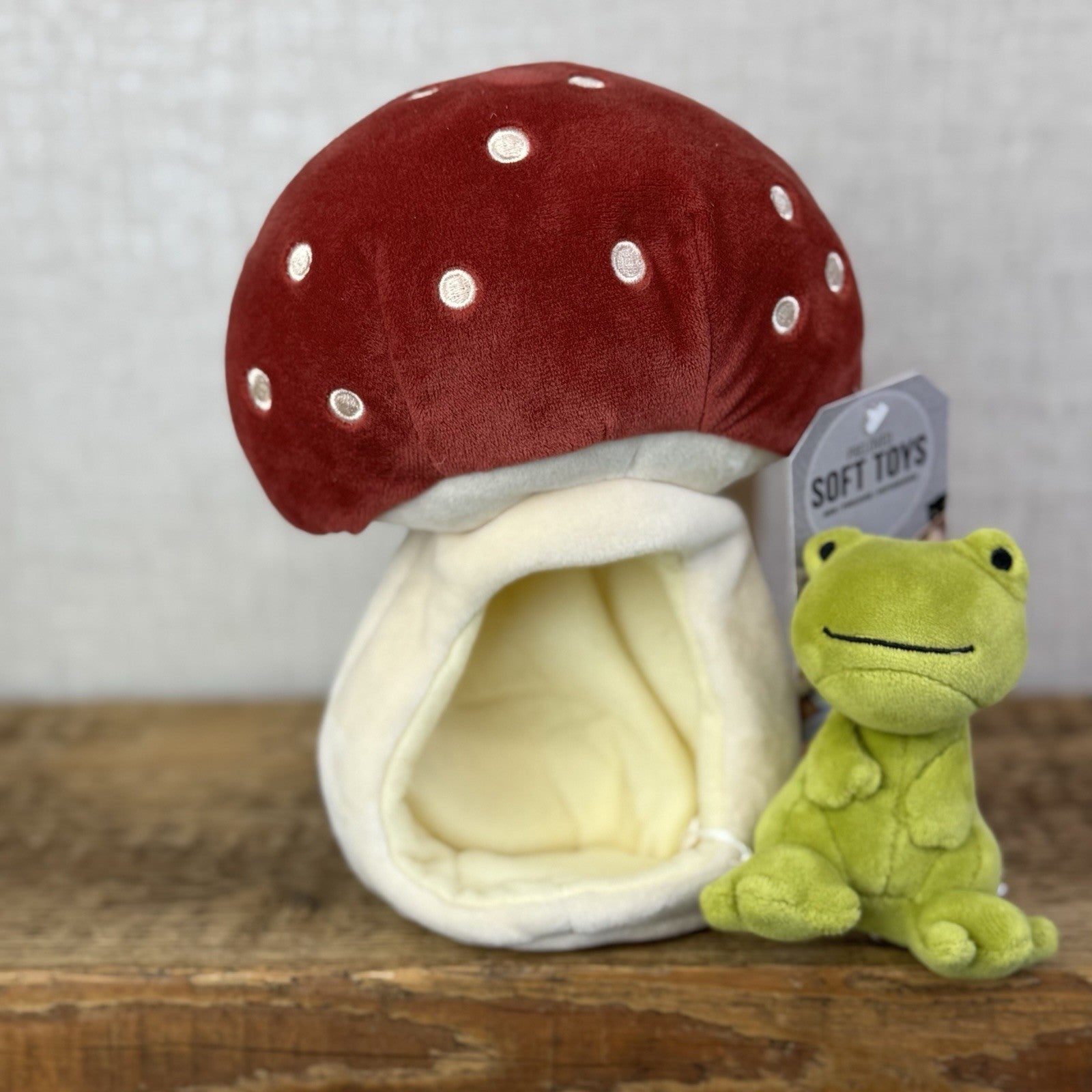Jellycat Forest Fauna Mushroom Frog - Toadstool House Mini Frog Beanie (#2)
