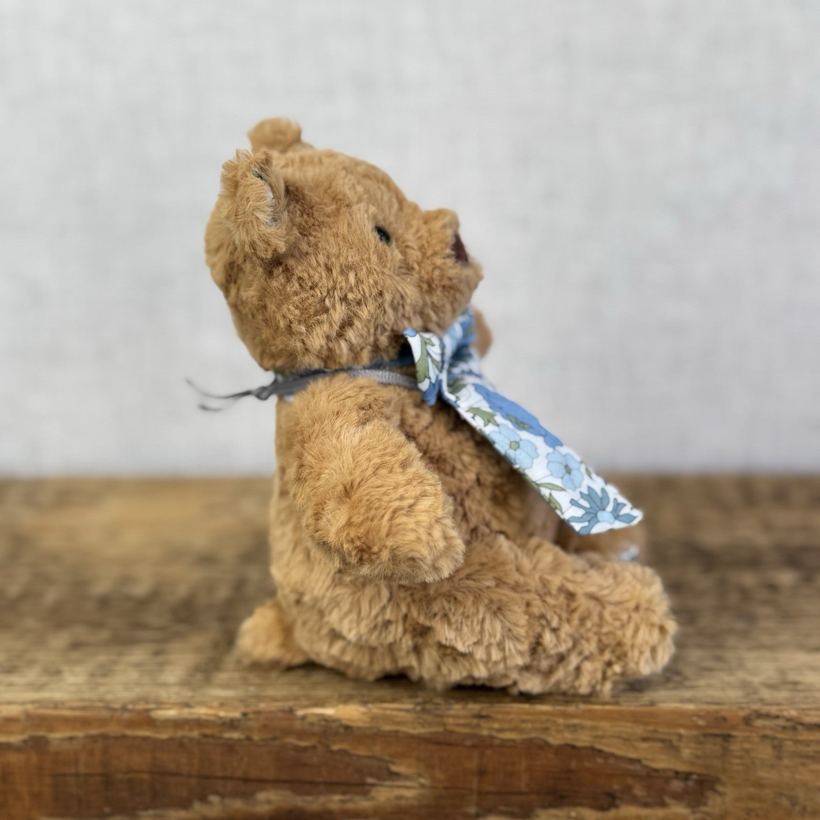 Custom/Bespoke Tiny Bartholemew Bear - Blue Flowers Made With Liberty Print 