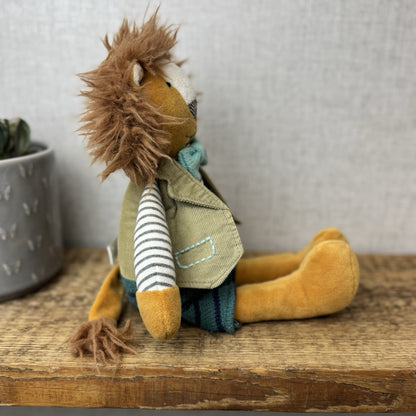Walton & Co Lion Soft Toy Beanie - Scandi Style Lion In Waistcoat Cute Retired