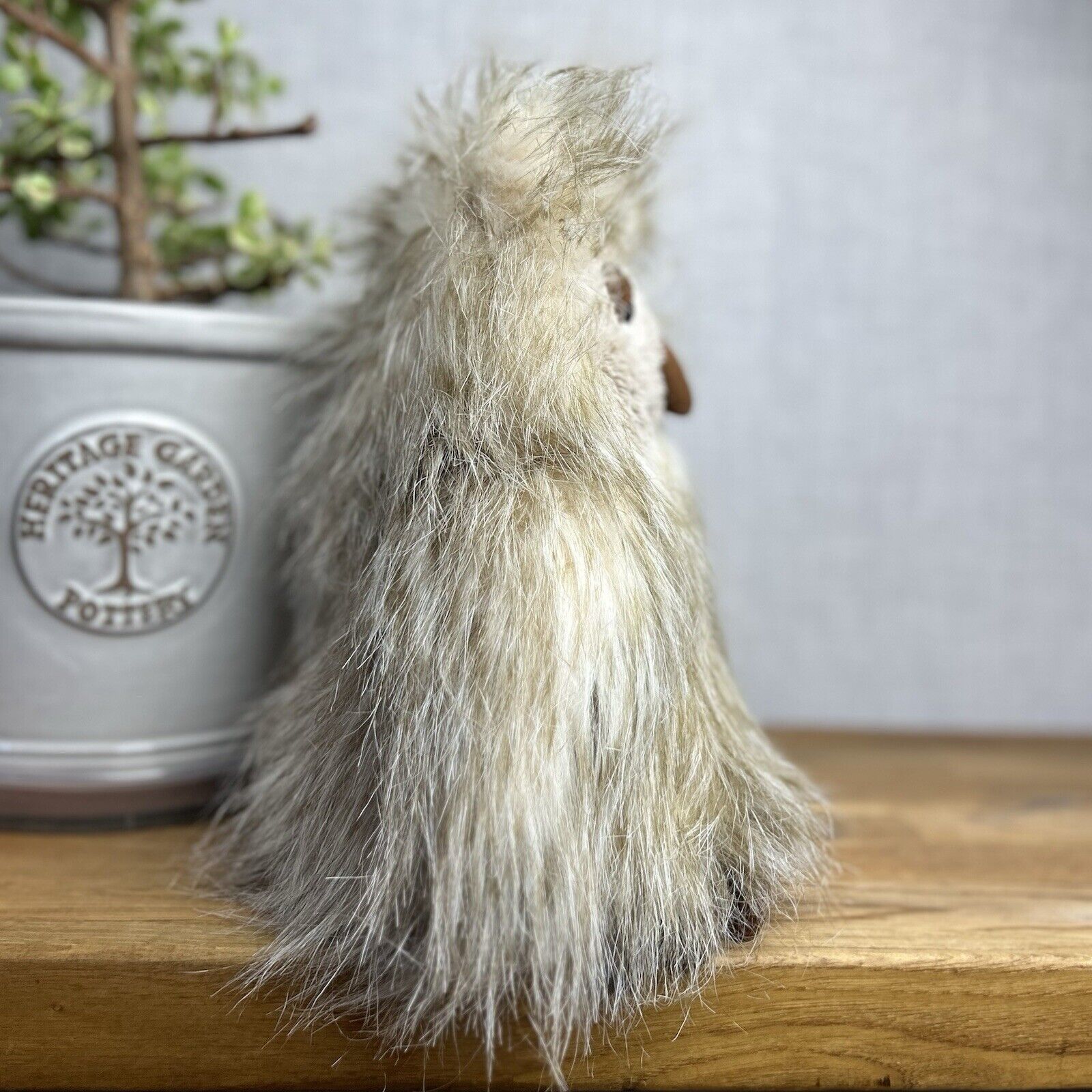 Jellycat Ania Owl - Light Beige Fluffy Owl Plush - Beanie Owl Large 10"