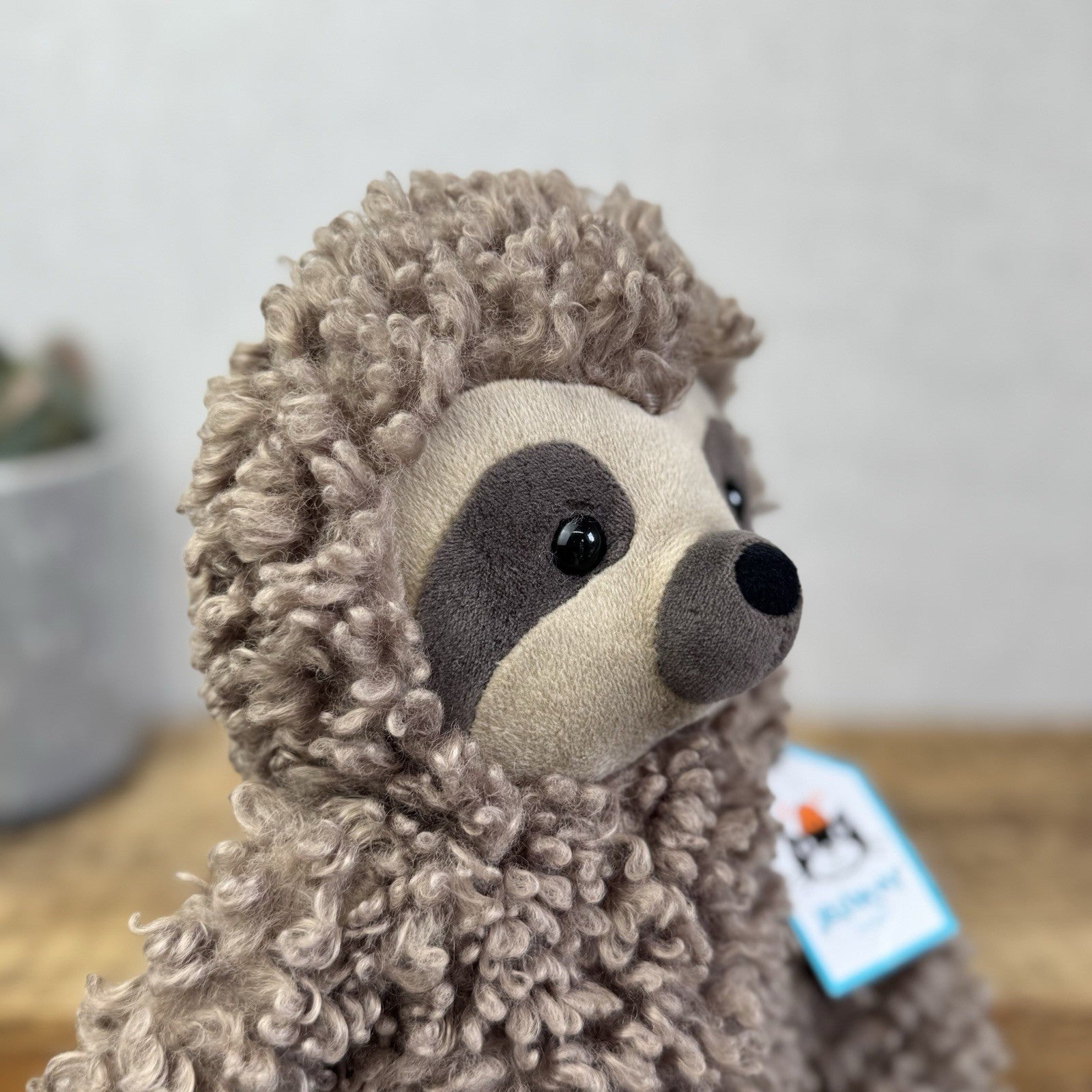 Jellycat Cicero Sloth - Curly Hair Large Light Brown Sloth Cuddly Beanie Tags
