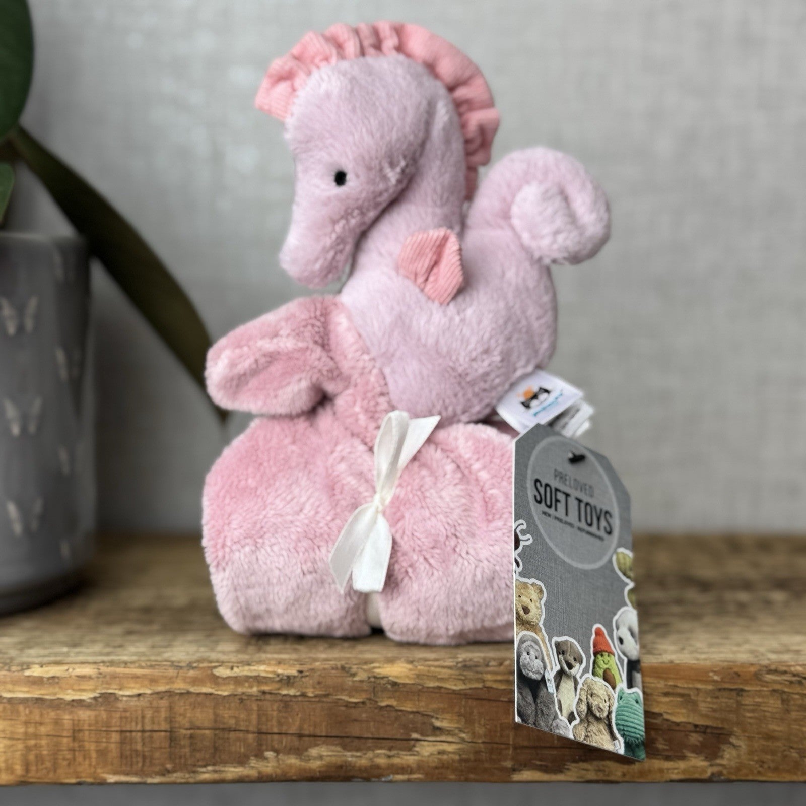 Jellycat Sienna Pink Seahorse Soother - Pink Comfort Blanket Soother Retired