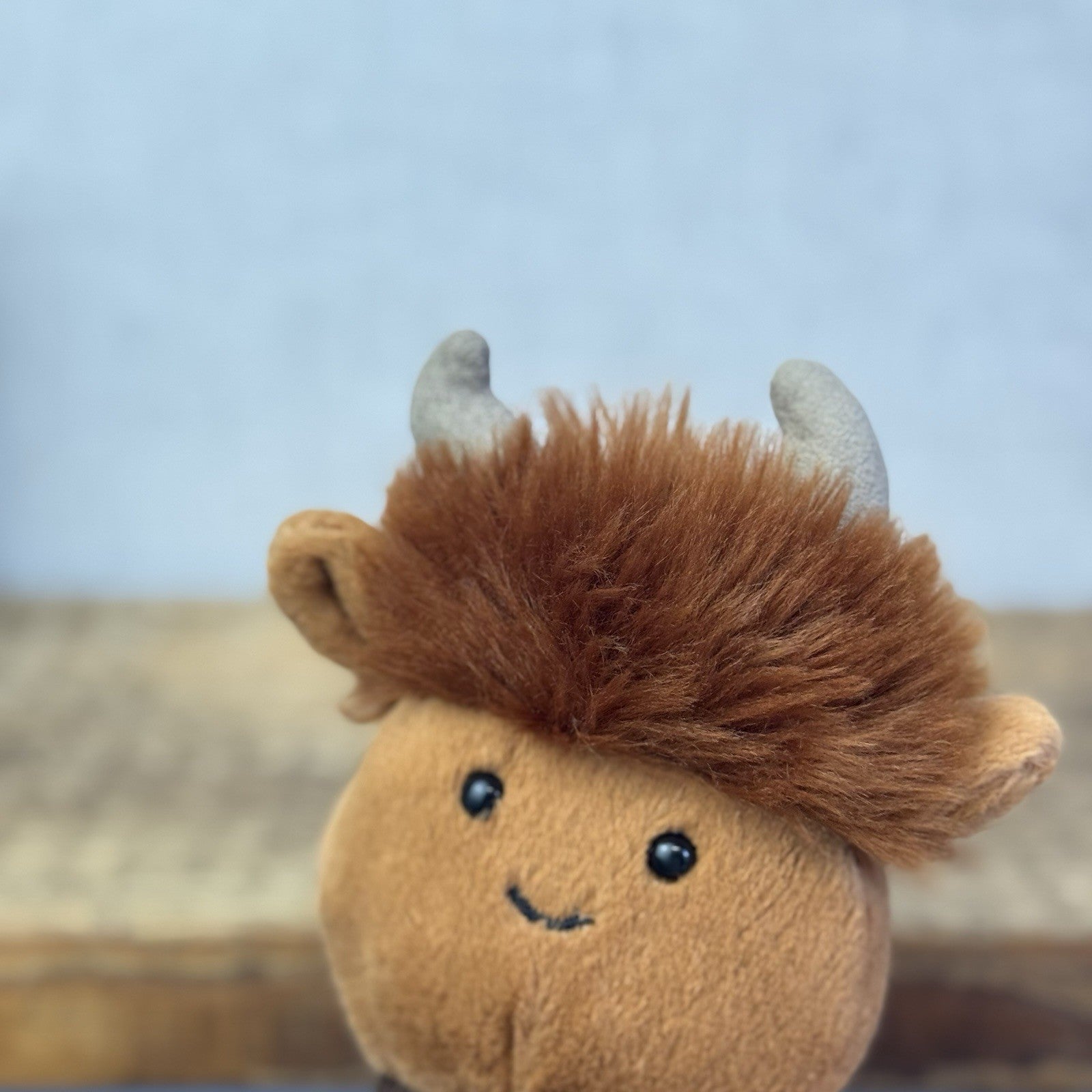 Jellycat Amuseabean Highland Cow  - Small Brown Beanie Cow Soft Toy Retired 5”