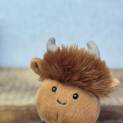 Jellycat Amuseabean Highland Cow  - Small Brown Beanie Cow Soft Toy Retired 5”