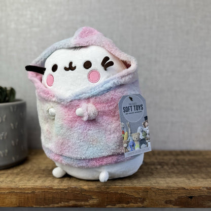 Pusheen Tie Dye Hoodie - Pusheen Cat White With Tye Dye Jumper Plush 10"