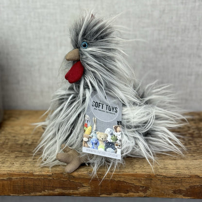 Jellycat Roger Rooster - Grey Hairy Rooster Soft Toy Small Rare/Retired 8"