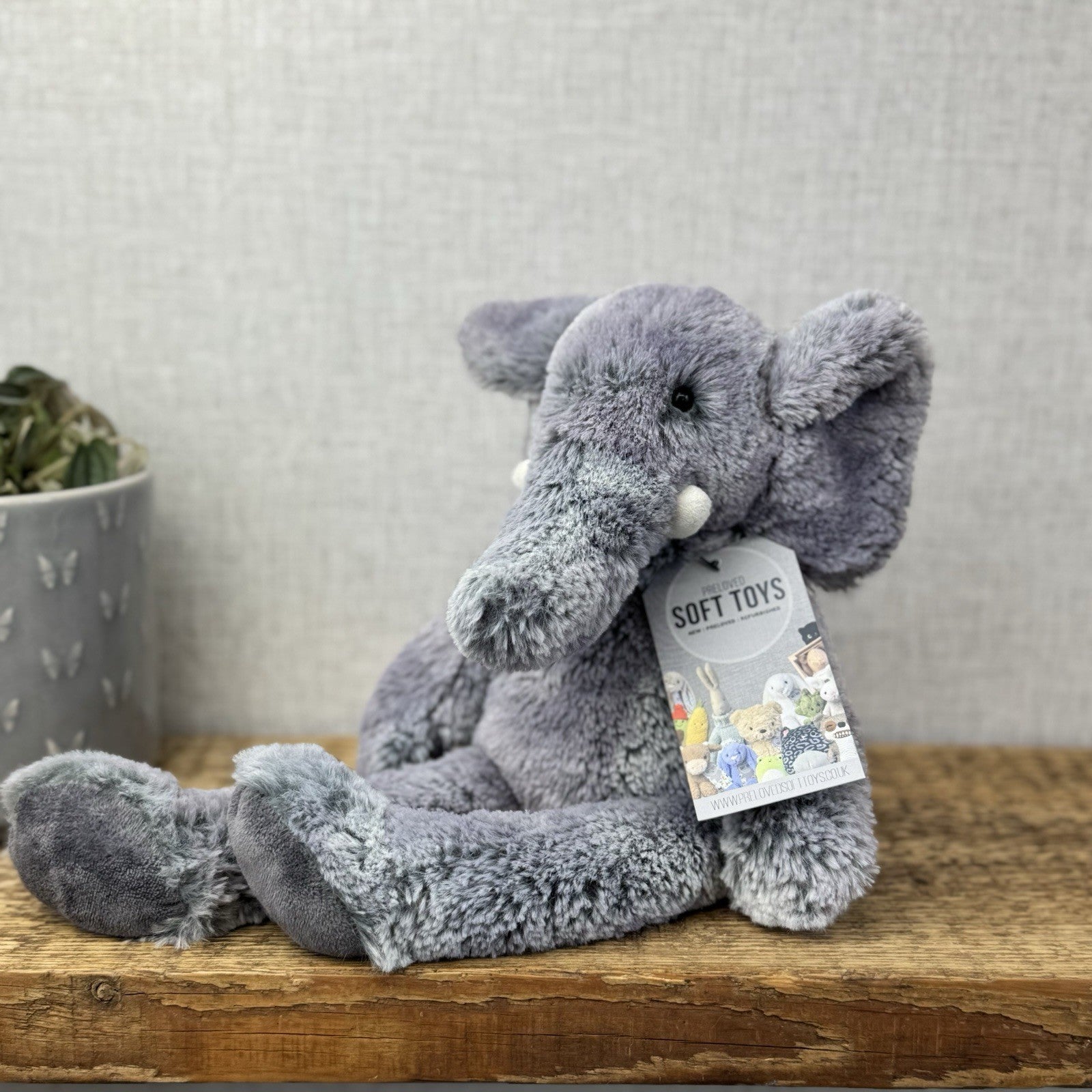 Jellycat Puddle Elephant - Blue/Grey Mix Elephant Super Soft Retired Medium 14"