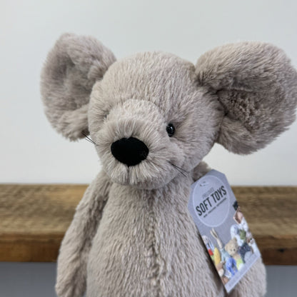 Jellycat Medium Bashful Grey Mouse With Whiskers Retired Mouse Collectible 12”