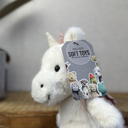 Jellycat Backpack Unicorn - Small Fluffy Unicorn With Backpack Soft Toy Beanie