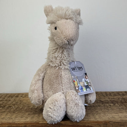 Jellycat Medium Bashful Llama Soft Toy Plush - Rare & Retired Beige Seated 12"