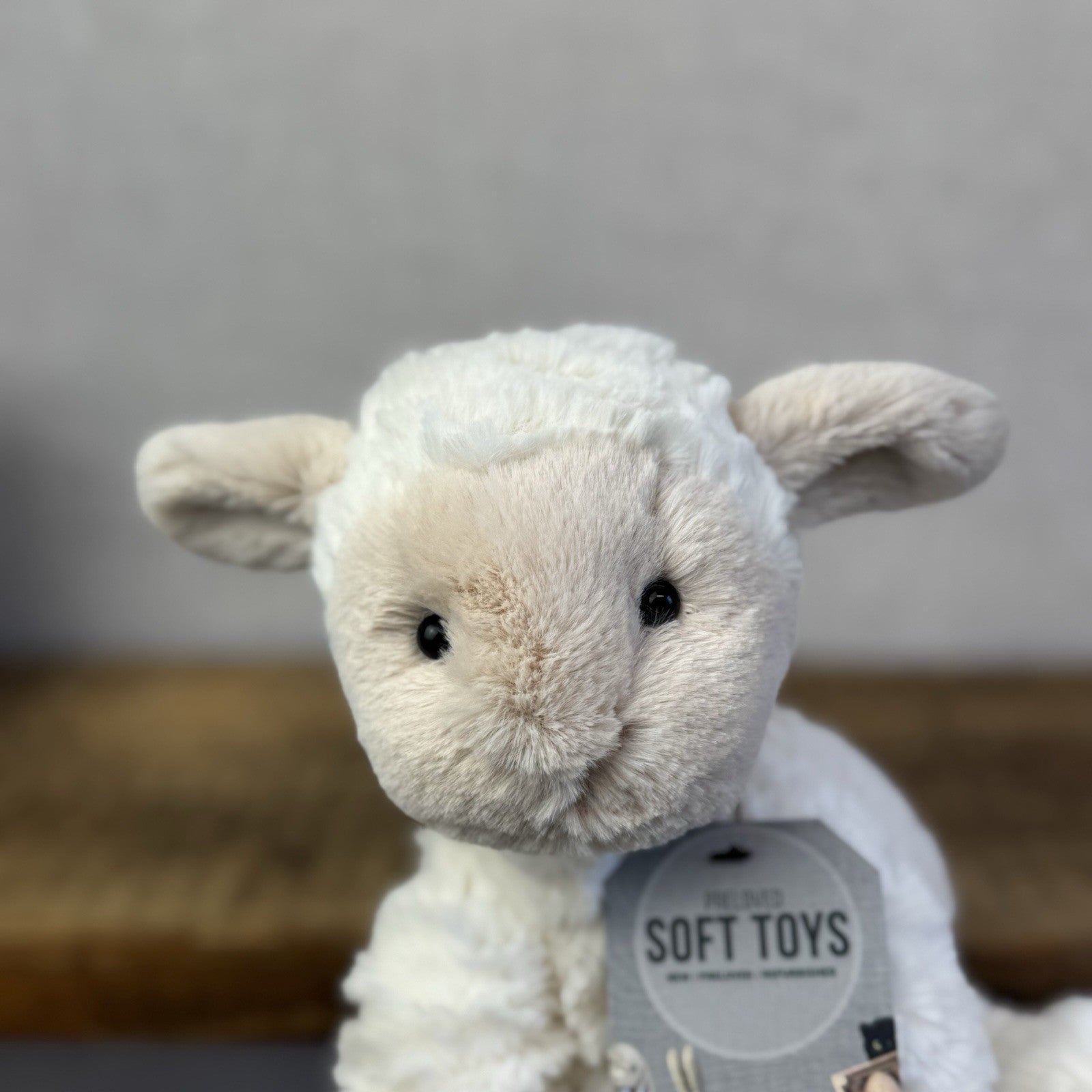 Jellycat Medium Fuddlewuddle Lamb Beige Face Textured Sheep Beanie 9"