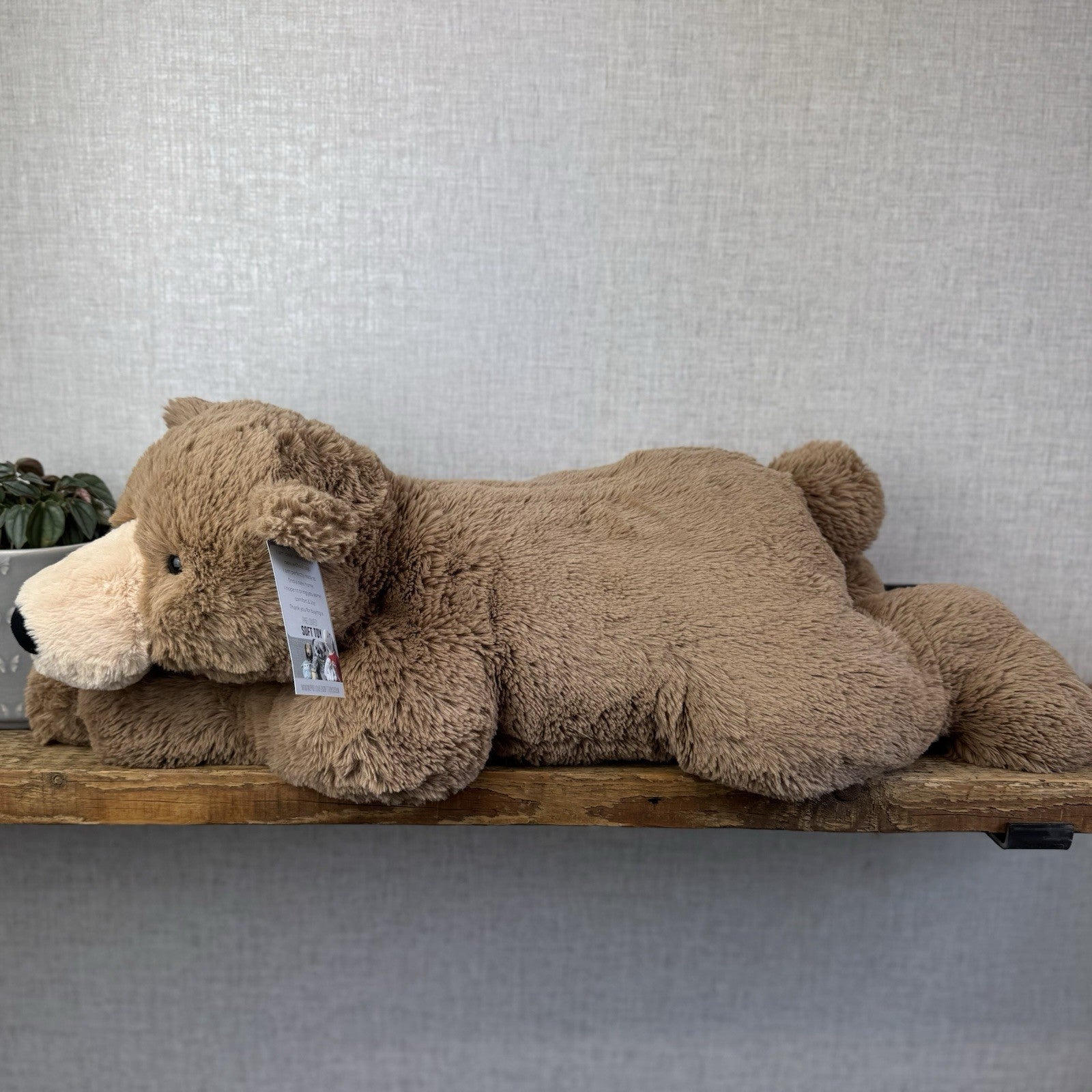 Jellycat Large Laying Woody Bear - Huge Brown Beanie Bear Large Retired 25”