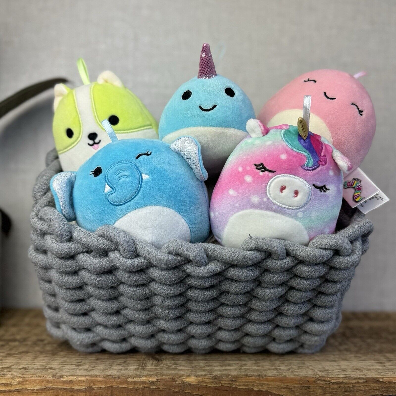 Squishmallow Ornaments Set - Retired - Blue/pink Sparkly Hanging Ornaments 4”