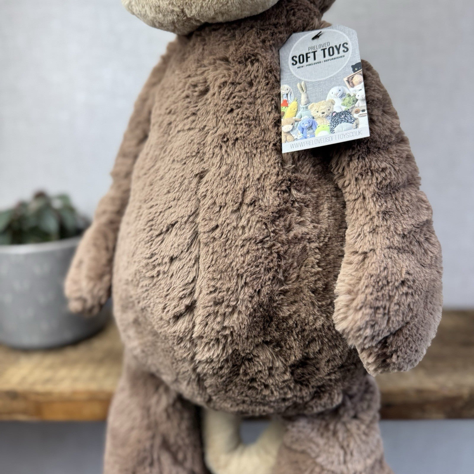 Jellycat Huge Bashful Monkey - Huge Monkey Beanie Plush Cuddle NWOT 22"