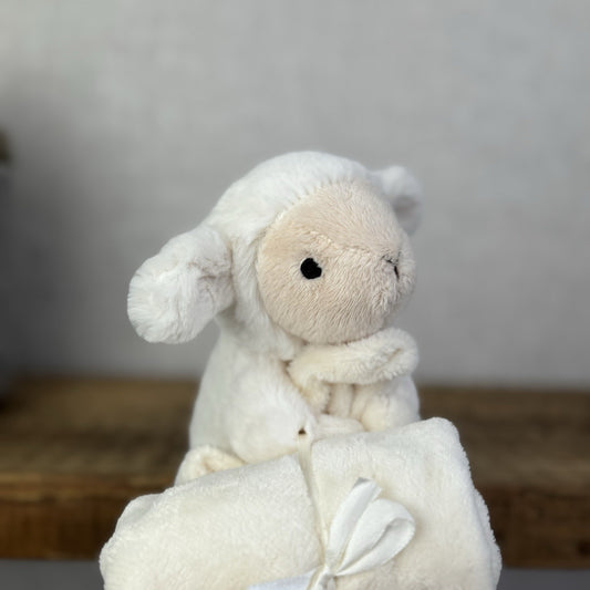 Jellycat Bashful Lamb Soother - Sheep Comfort Blanket Cream Unisex NWOT 