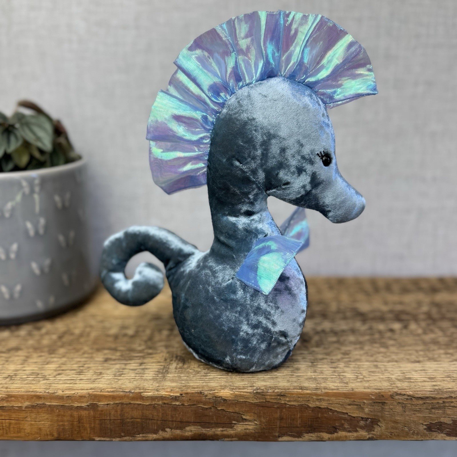 Jellycat Coral Cutie Seahorse Soft Toy - Blue Velour Sea Horse Soft Toy 8"
