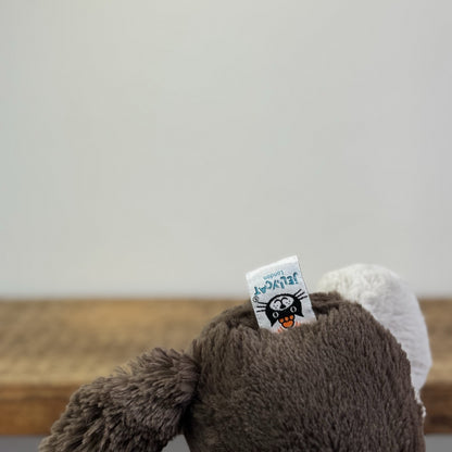 Jellycat Medium Fudge Puppy - Brown/Cream Soft Toy Dog Spaniel Beanie Pup 12" 