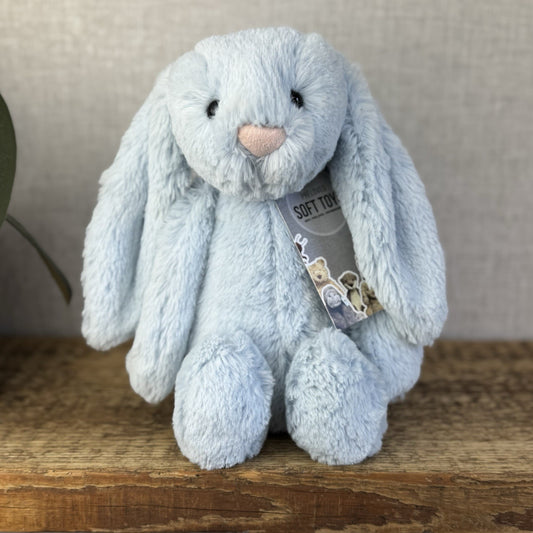 Jellycat Medium Bashful Blue Bunny - Baby Blue Bunny Rabbit Beanie Medium 12"