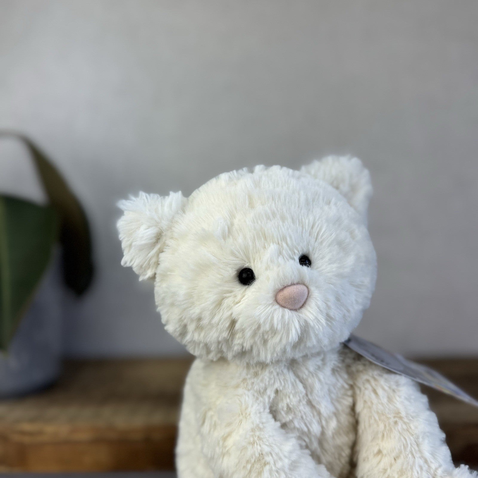 Jellycat Medium Fuddlewuddle Kitty - White Textured Sitting Cat Beanie Plush 8”