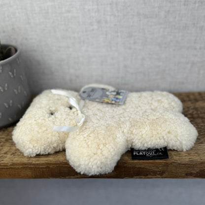 Flat Out Australia Natural Flat Teddy Sheep Fur Baby Teddy Comforter Lovey 11"