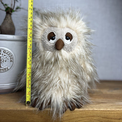 Jellycat Ania Owl - Light Beige Fluffy Owl Plush - Beanie Owl Large 10"
