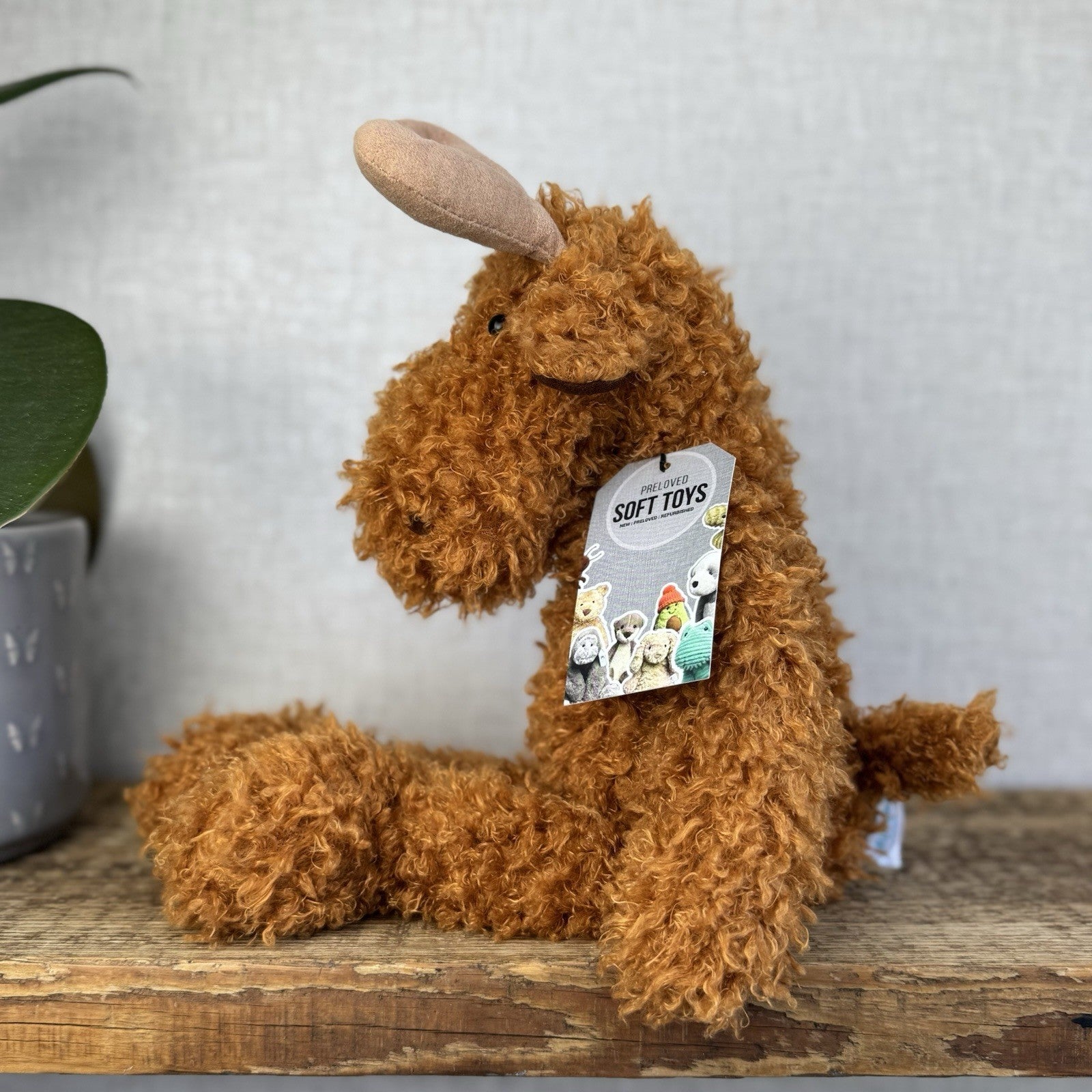 Jellycat Monty Moose - US Exclusive Curly Moose Reindeer Plush Beanie Rare 16"