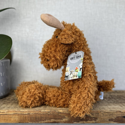 Jellycat Monty Moose - US Exclusive Curly Moose Reindeer Plush Beanie Rare 16"