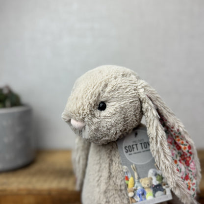 Jellycat Medium Bashful Beige Posy Blossom Bunny - Beige Bunny Floral 12”