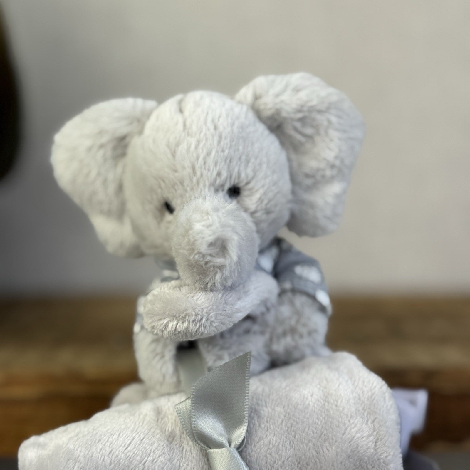 Jellycat Bedtime Elephant Soother - Grey Elephant In Pyjamas Soother Blanket