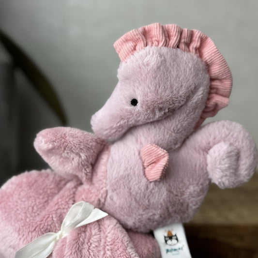 Jellycat Sienna Pink Seahorse Soother - Pink Comfort Blanket Soother Retired