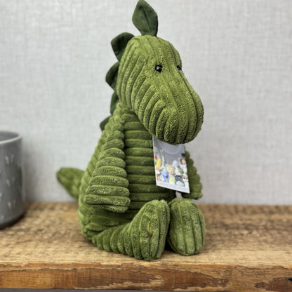 Jellycat Medium Cordy Roy Green Dinosuar - Olive Green Dino Beanie Plush 14"