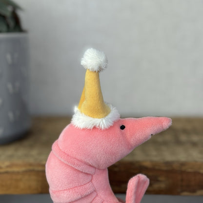 Jellycat Celebration Crustacean Shrimp Prawn Soft Toy Plush - Shrimp In Hat (#2)