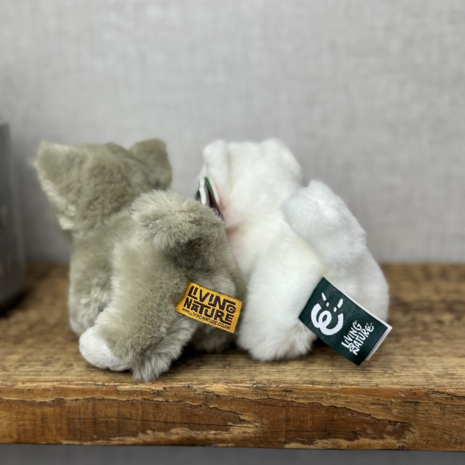 Living Nature Soft Toy Kitten Pair - Mini Grey Kitten & White Kitten 5"